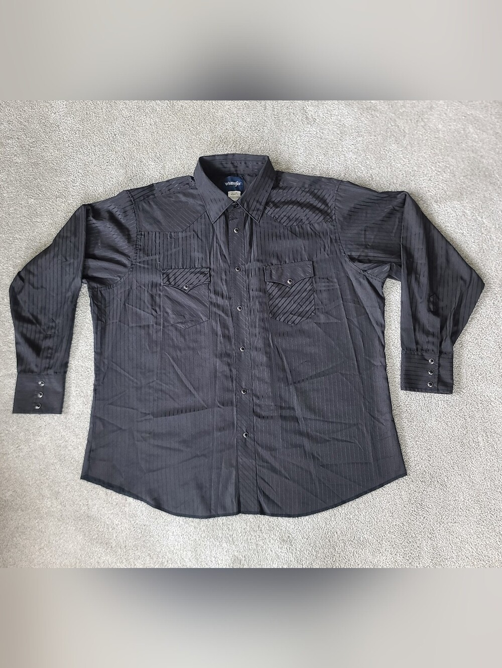 Wrangler Black Pinstripe/Tonal Stripe Western Pearl Snap Button Up 2XL